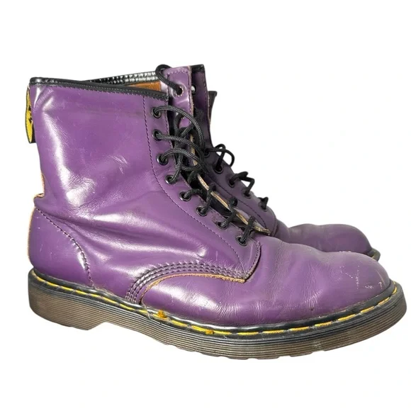 Vintage DOC MARTENS England Made Purple Lace-up Boots - Picture 1 of 16